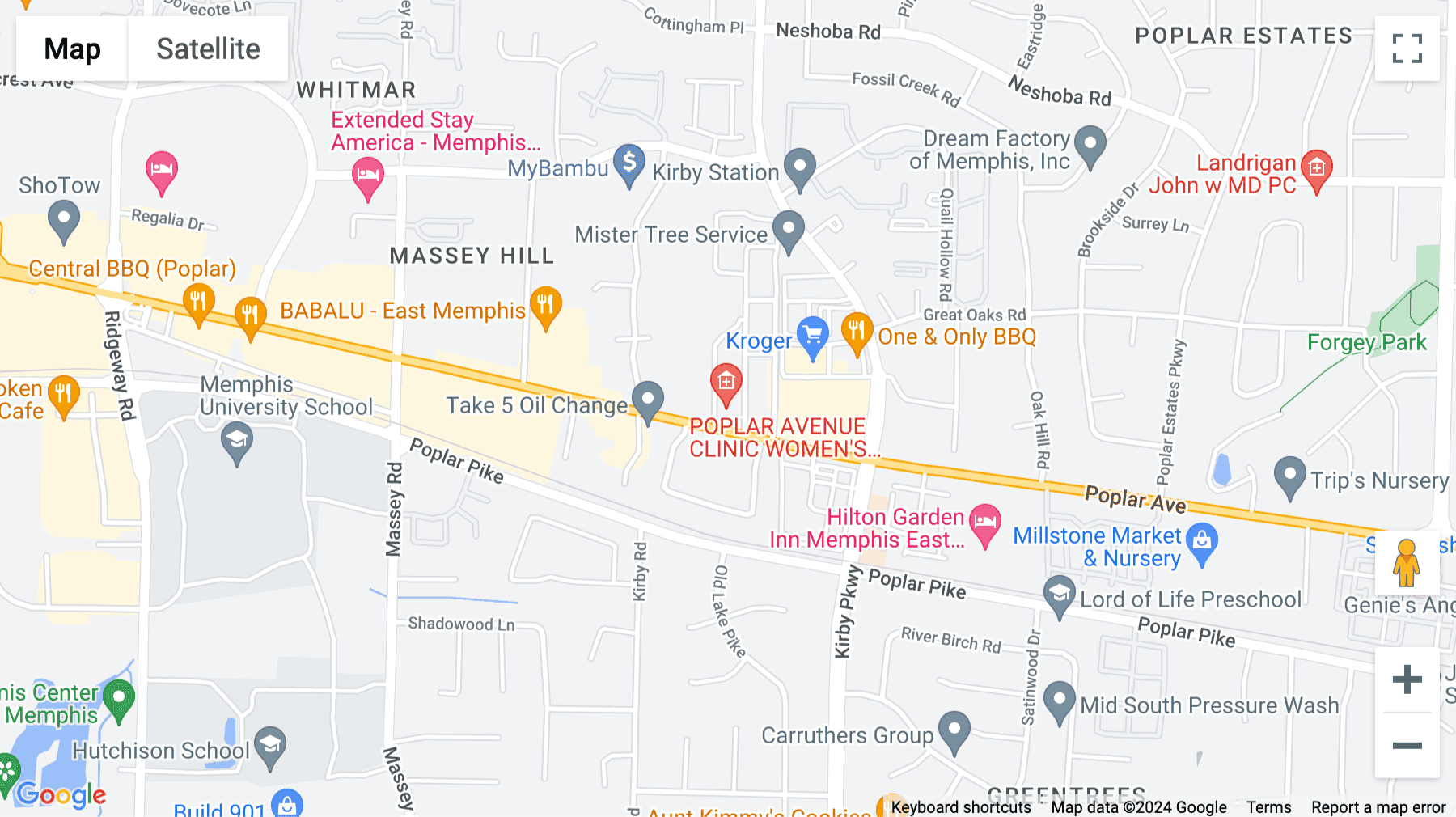 Click for interative map of 6584 Poplar Avenue, 2nd Floor, East Memphis, Memphis