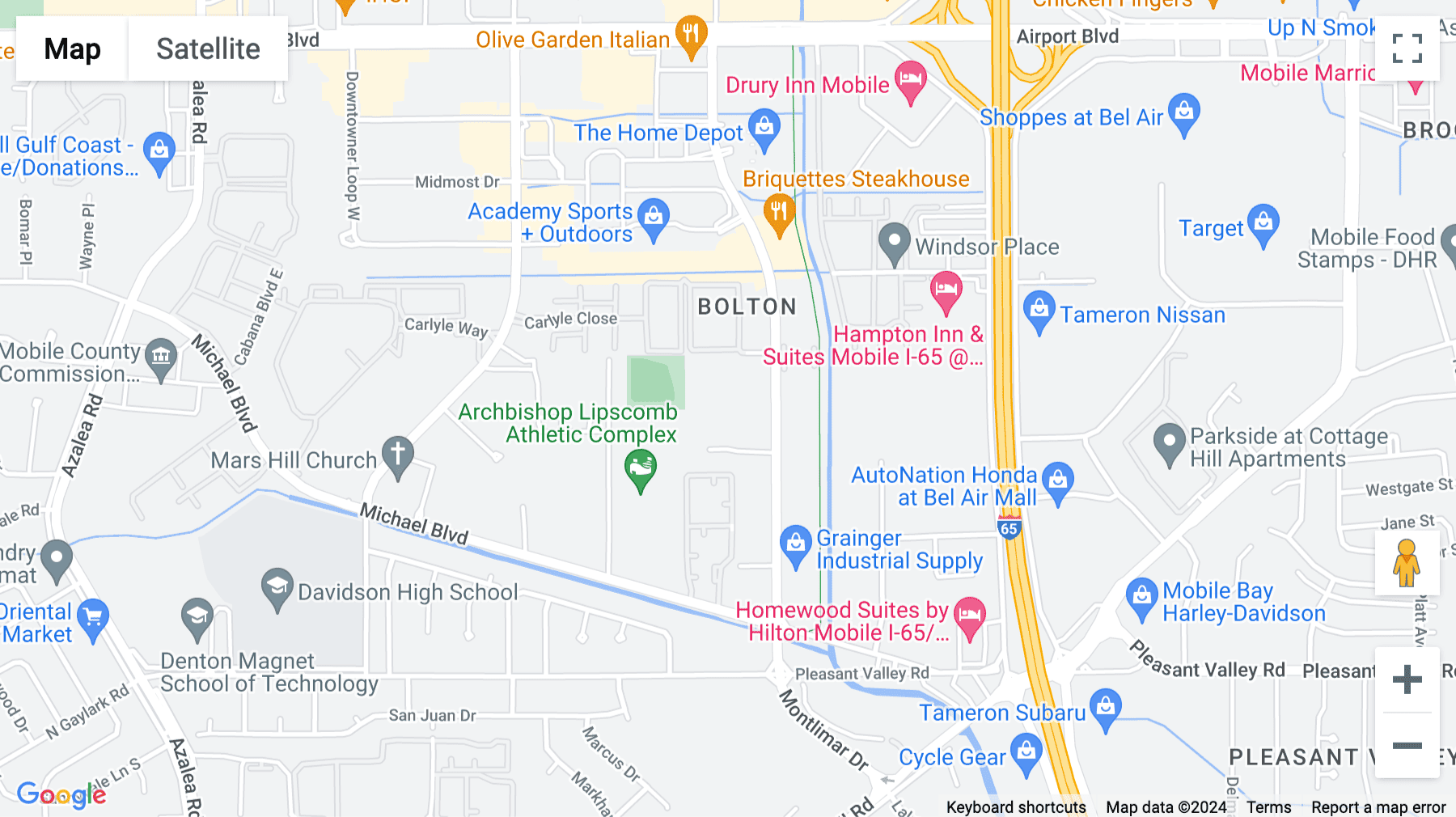 Click for interative map of 1110 Montlimar Drive, 9th Floor, Montlimar Place Office Park, Mobile