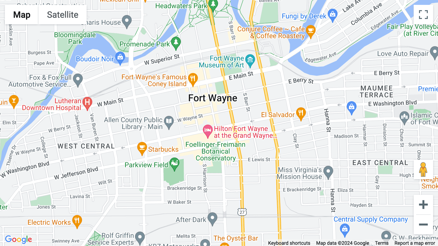 Click for interative map of 110 East Wayne Street, 12th Floor, Fort Wayne