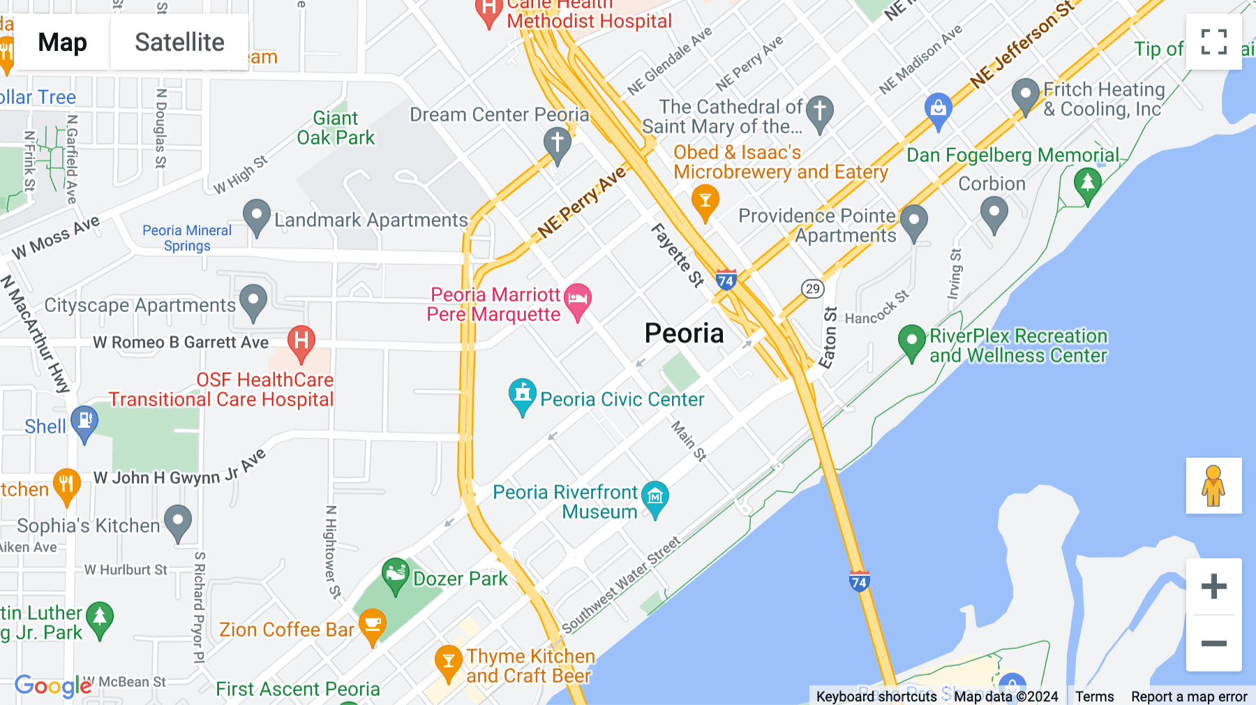 Click for interative map of 416 Main Street, Suite 600, Peoria (IL)