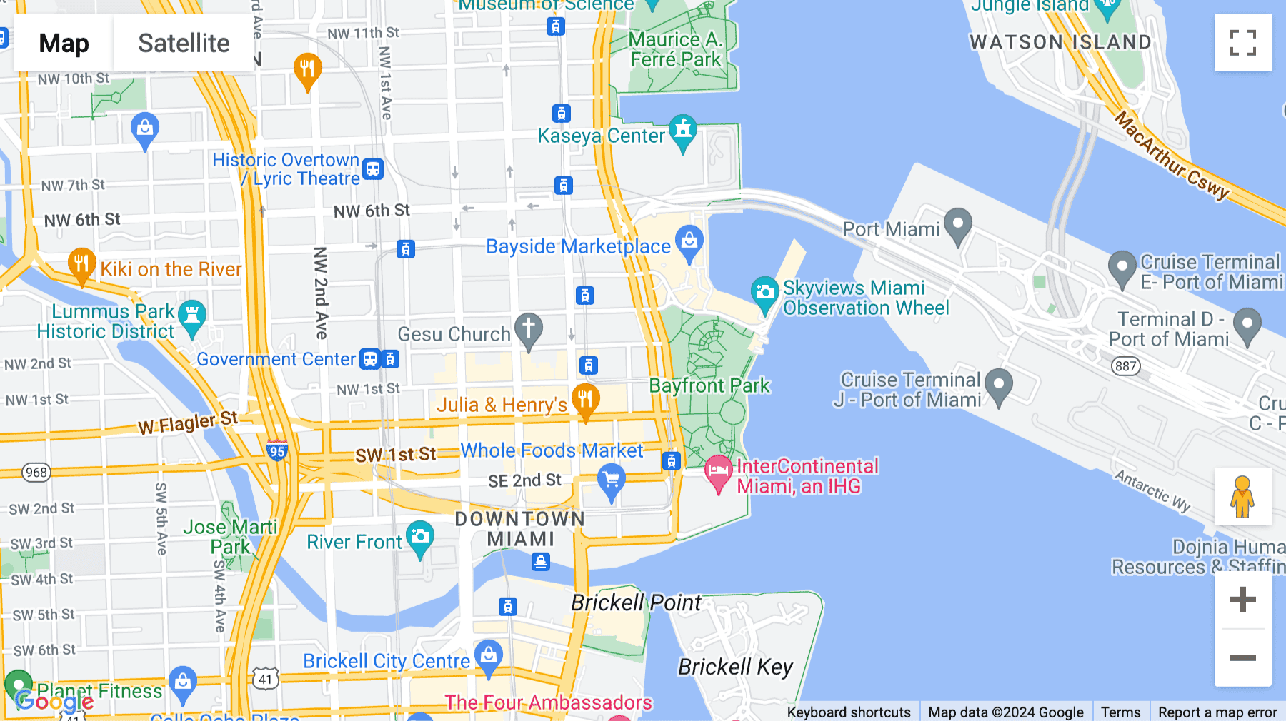 Click for interative map of 100 Biscayne Boulevard, Miami