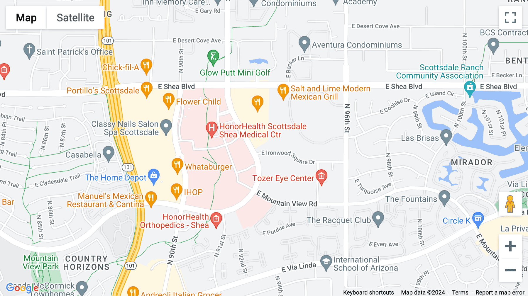 Click for interative map of 10101 North 92nd Street, Suite 201, Scottsdale