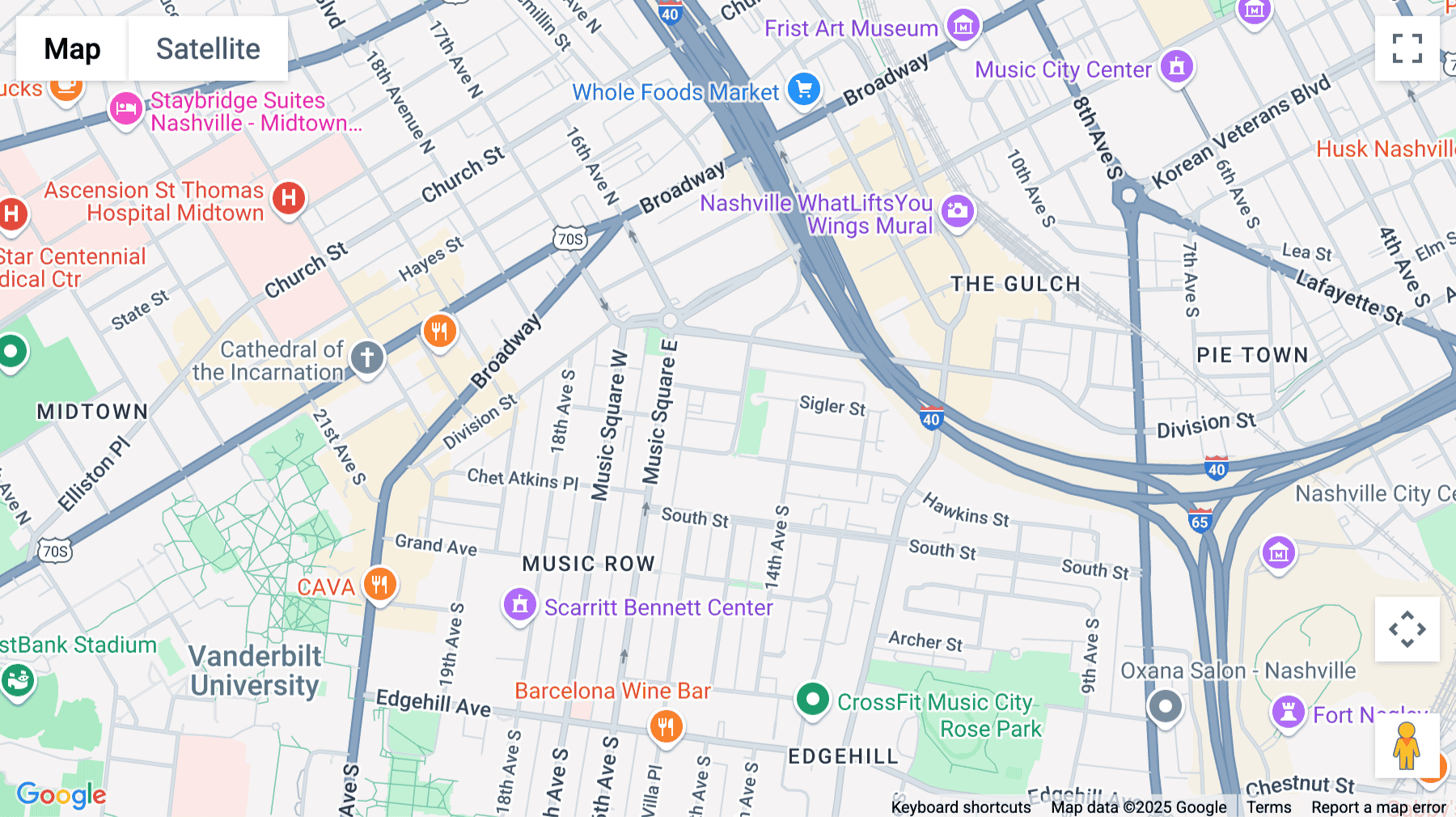 Click for interative map of 1 Music Circle, Suite 400, Nashville