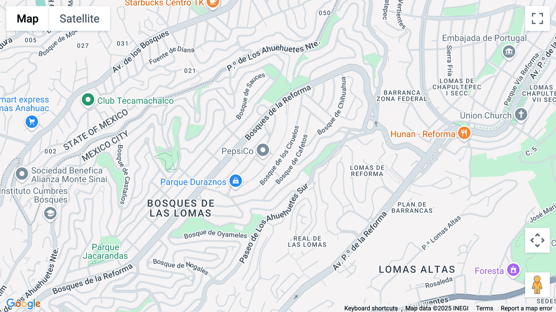 Click for interative map of Bosques de Ciruelos 186, Pisos 10-A y 12, Colonia Bosques de las Lomas, Mexico City