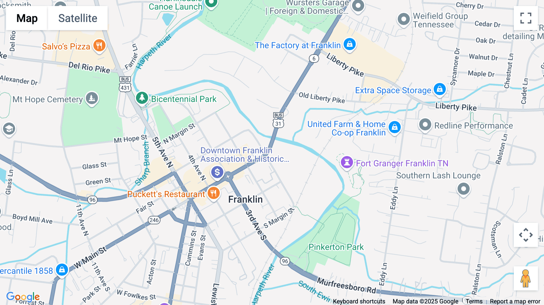 Click for interative map of 99 East Main Street, Suite 200, Franklin (Tennessee)