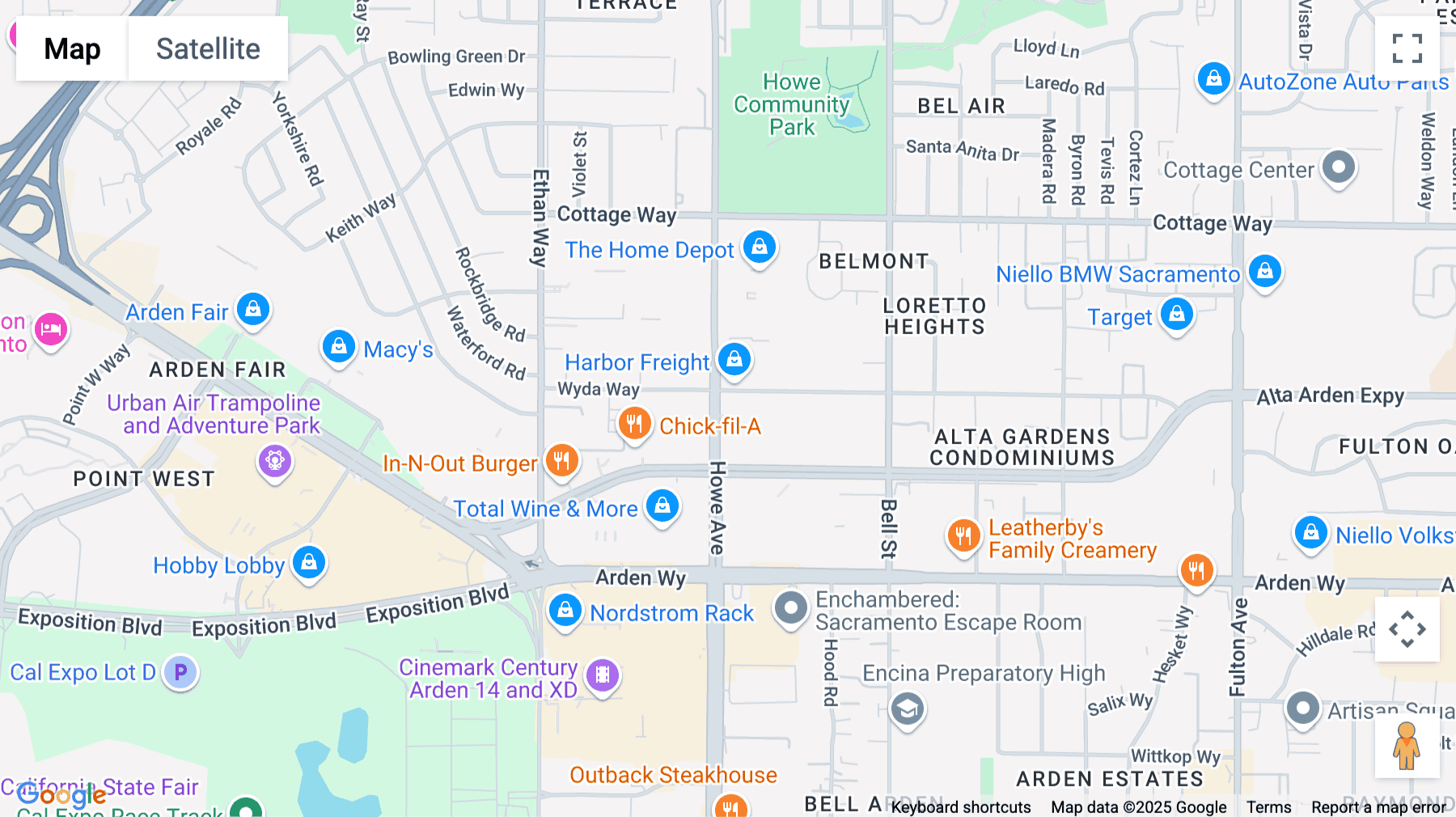 Click for interative map of 1860 Howe Avenue, Sacramento