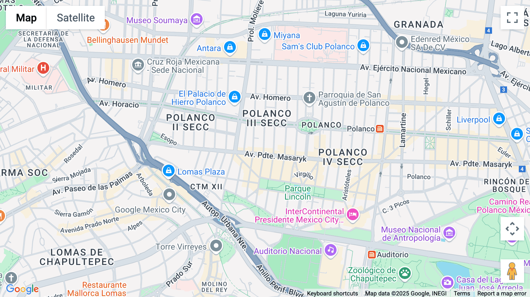Click for interative map of Edgar Allan Poe 85 B, Colonia Polanco III, Mexico City