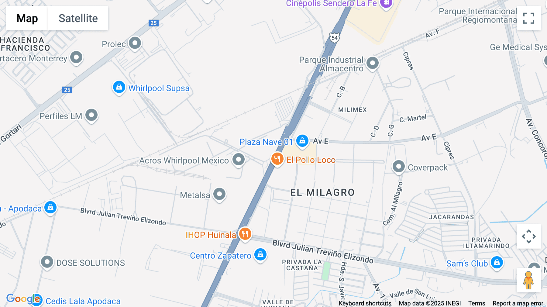 Click for interative map of Monterrey, Apodaca 1350, El Milagro, Monterrey