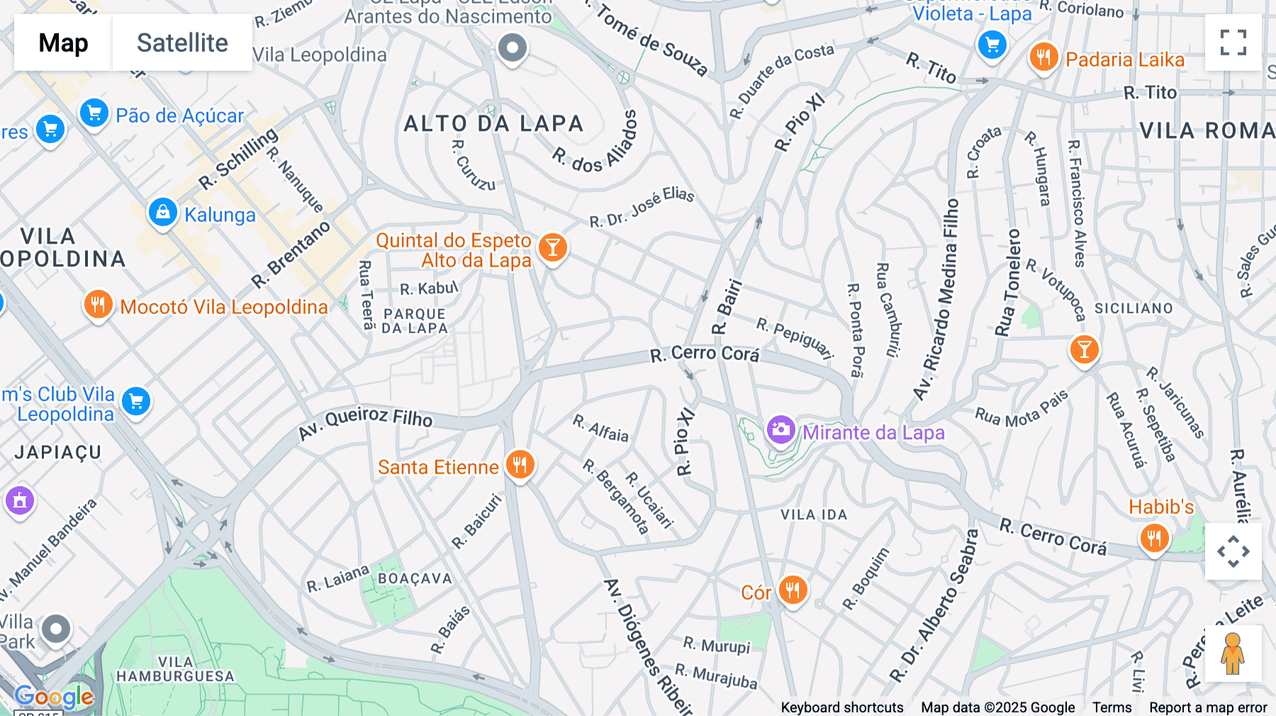 Click for interative map of Cerro Corá Street, 2175, Vila Romana, Sao Paulo