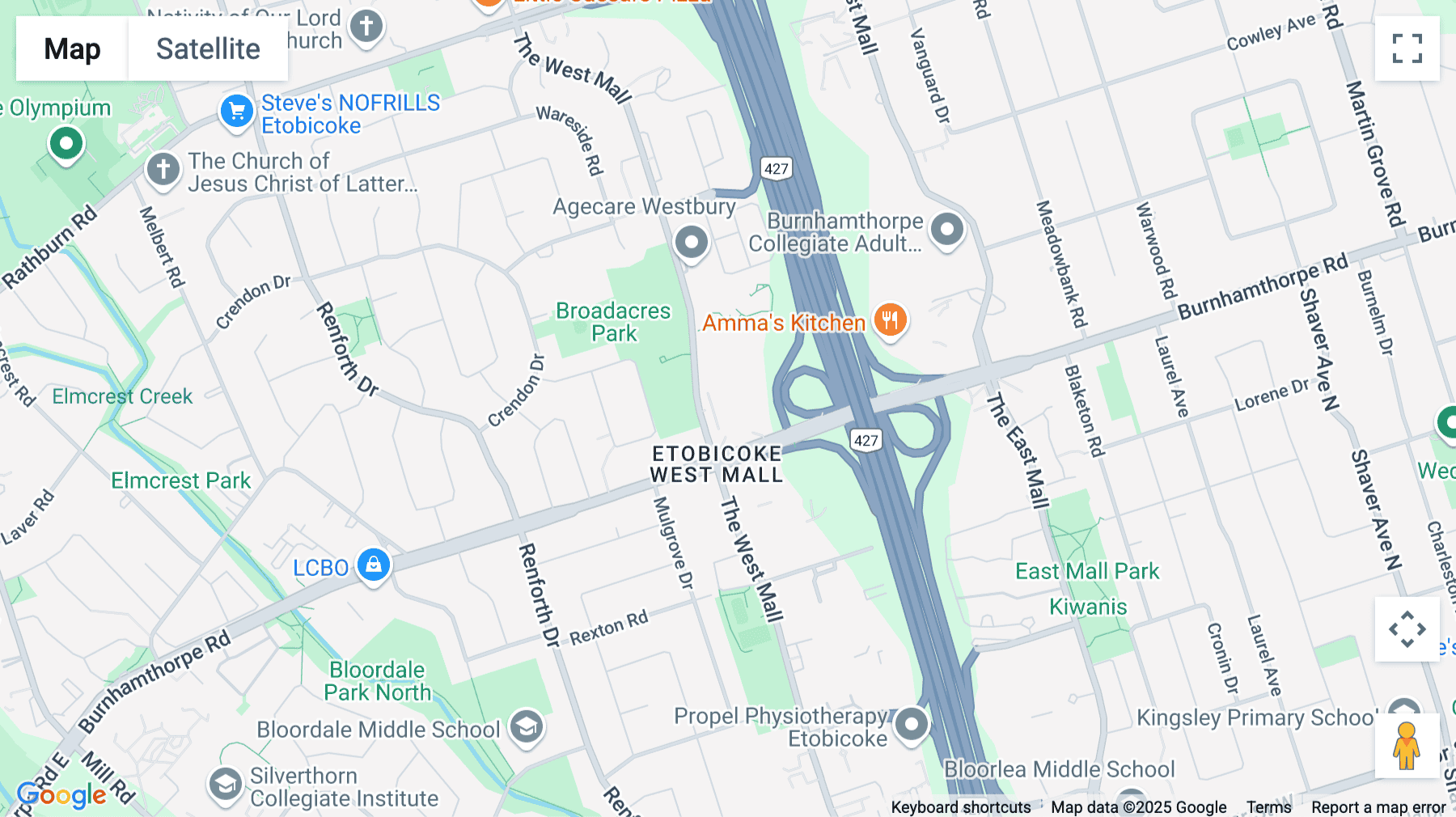 Click for interative map of 405 The West Mall, Suite 910, Toronto