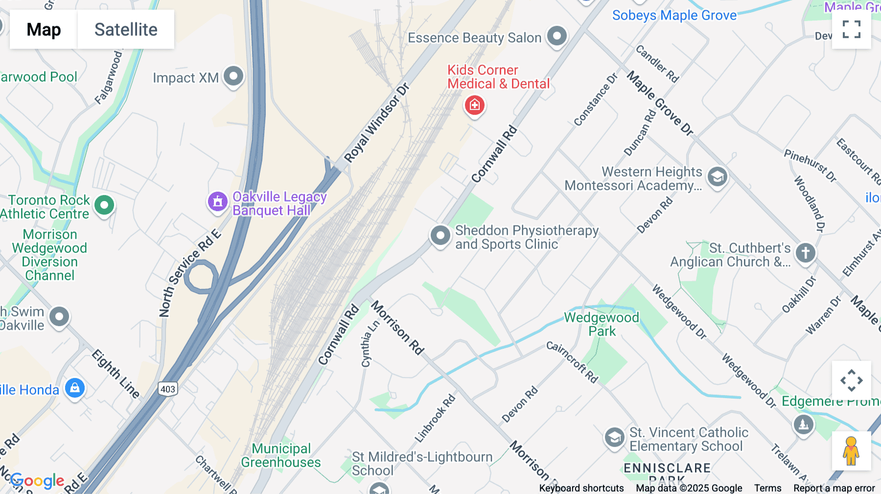 Click for interative map of 1300 Cornwall Road, Oakville
