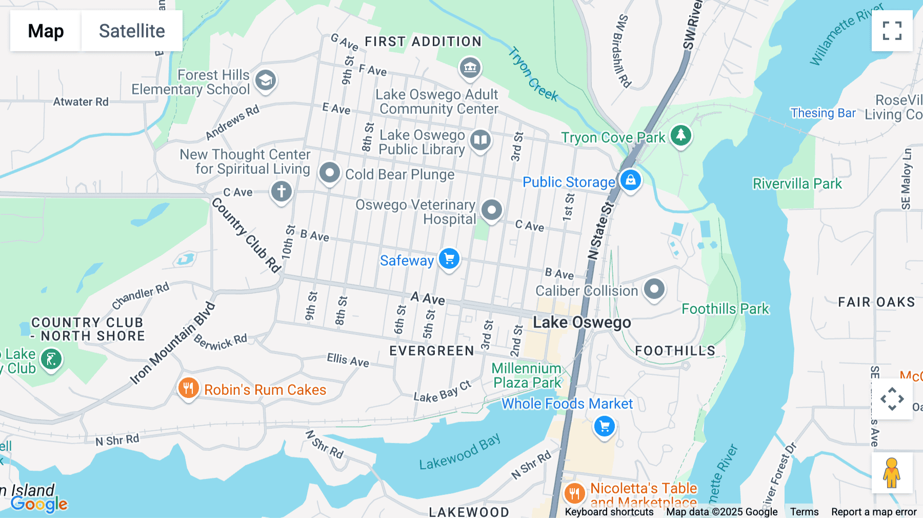 Click for interative map of 525 3rd Street, Lake Oswego