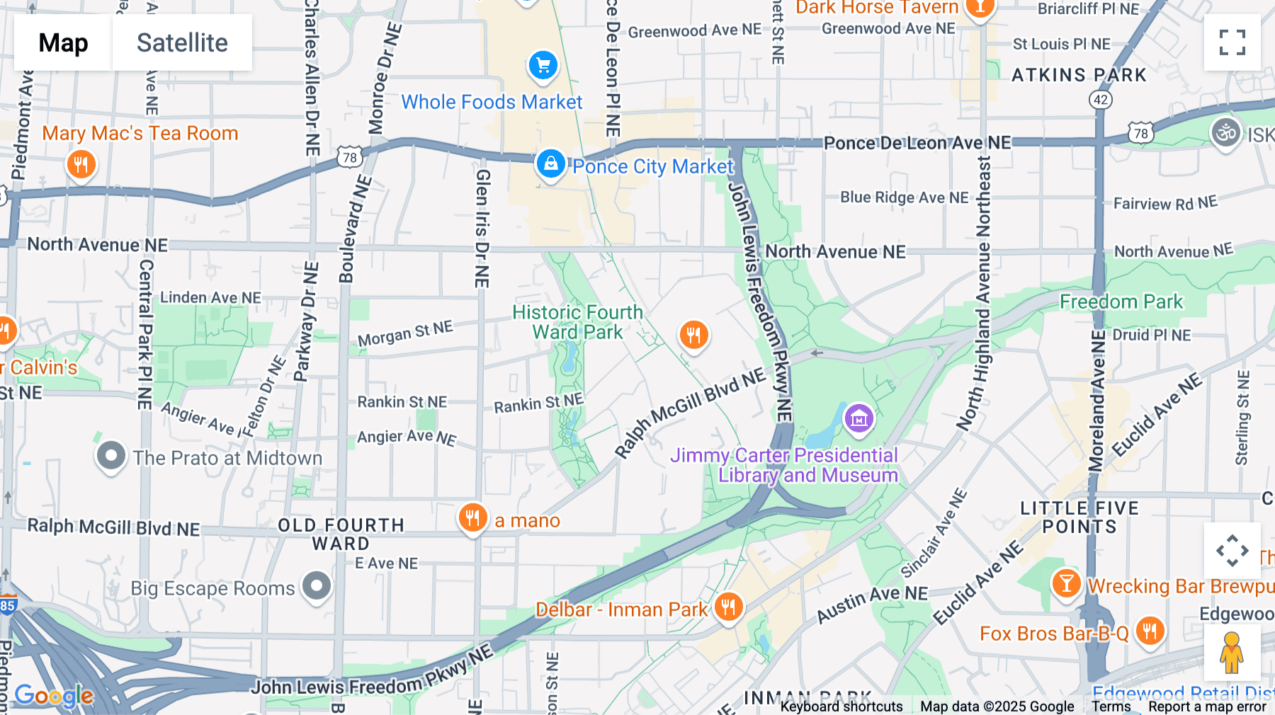 Click for interative map of 505 North Angier Avenue, Atlanta