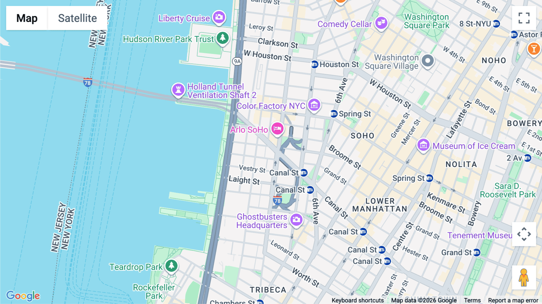 Click for interative map of 205 Hudson Street, New York City