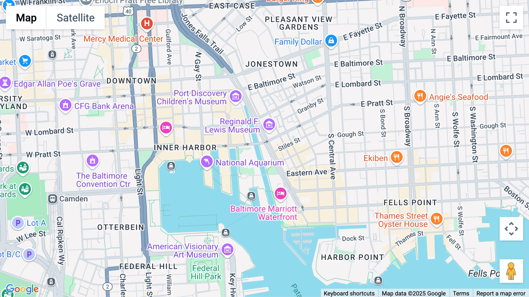 Click for interative map of 729 East Pratt, Baltimore
