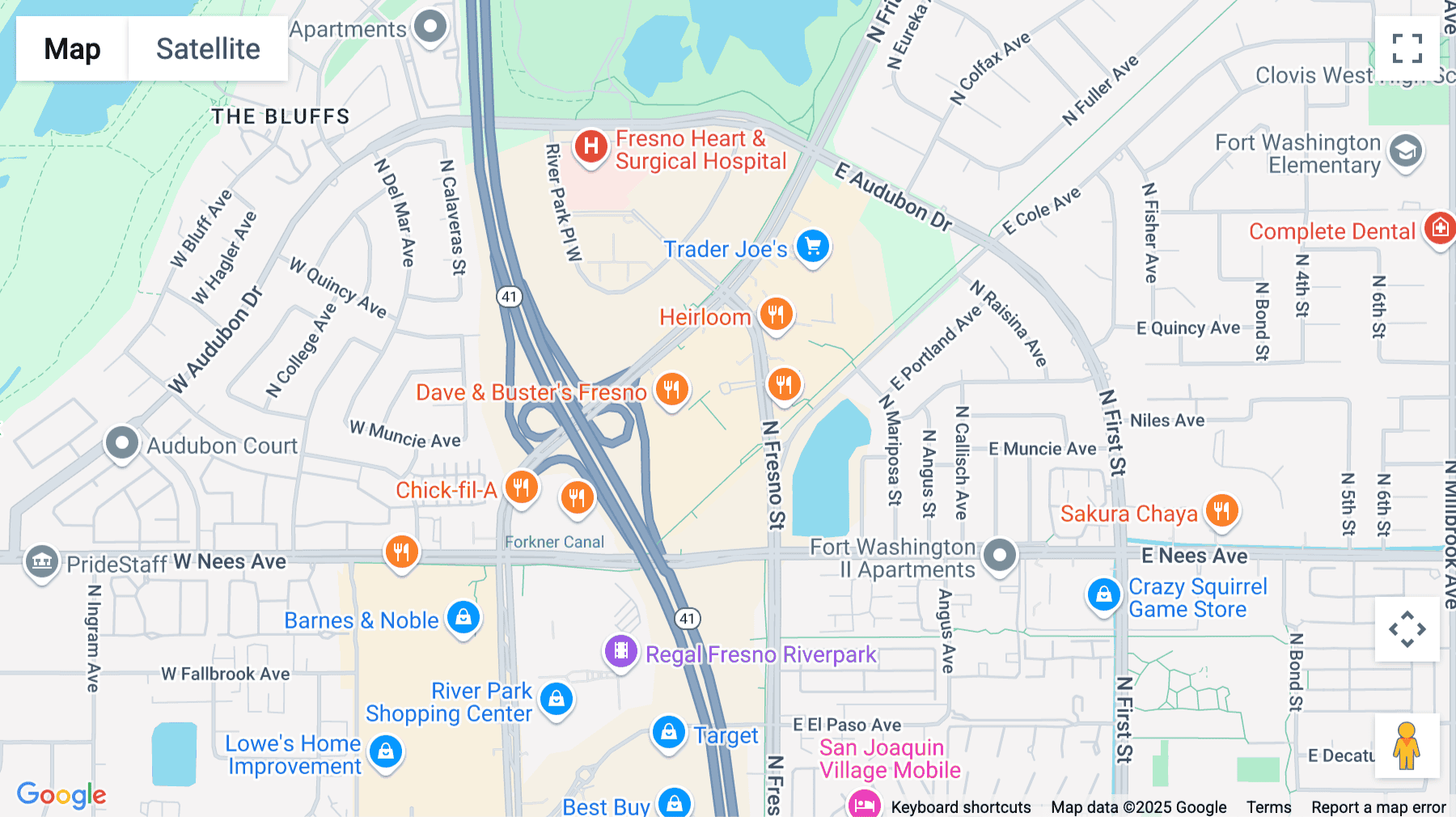 Click for interative map of 265 E River Park Circle, 1st Floor, Fresno