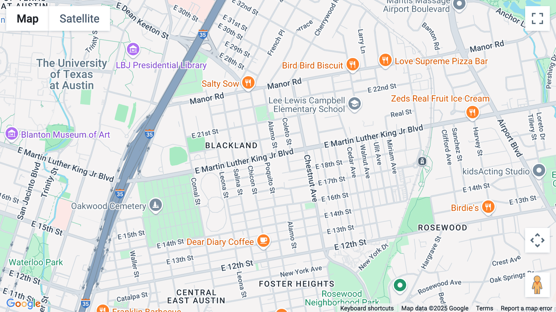 Click for interative map of 2105 East Martin Luther King Junior Boulevard, Austin