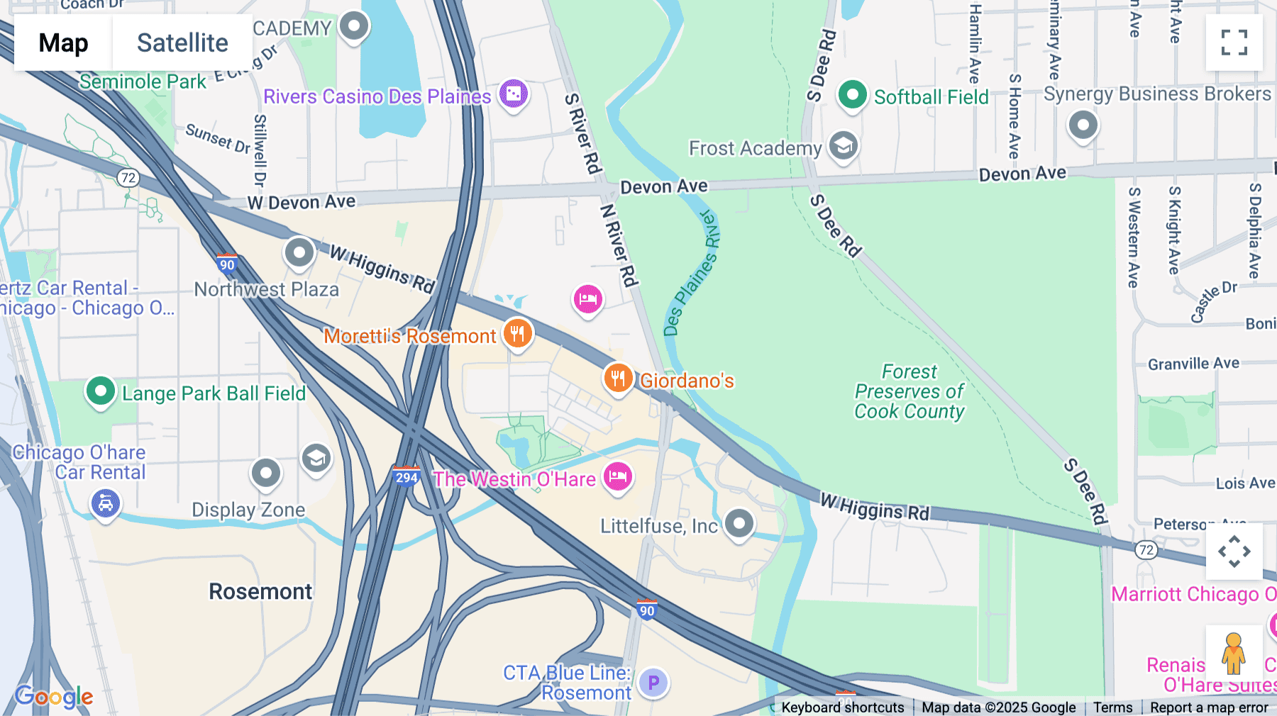 Click for interative map of 9400 W Higgins, Rosemont