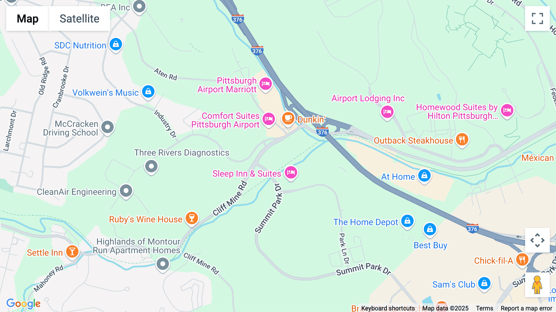 Click for interative map of 2000 Cliff Mine Rd, 3rd Floor, Pittsburgh