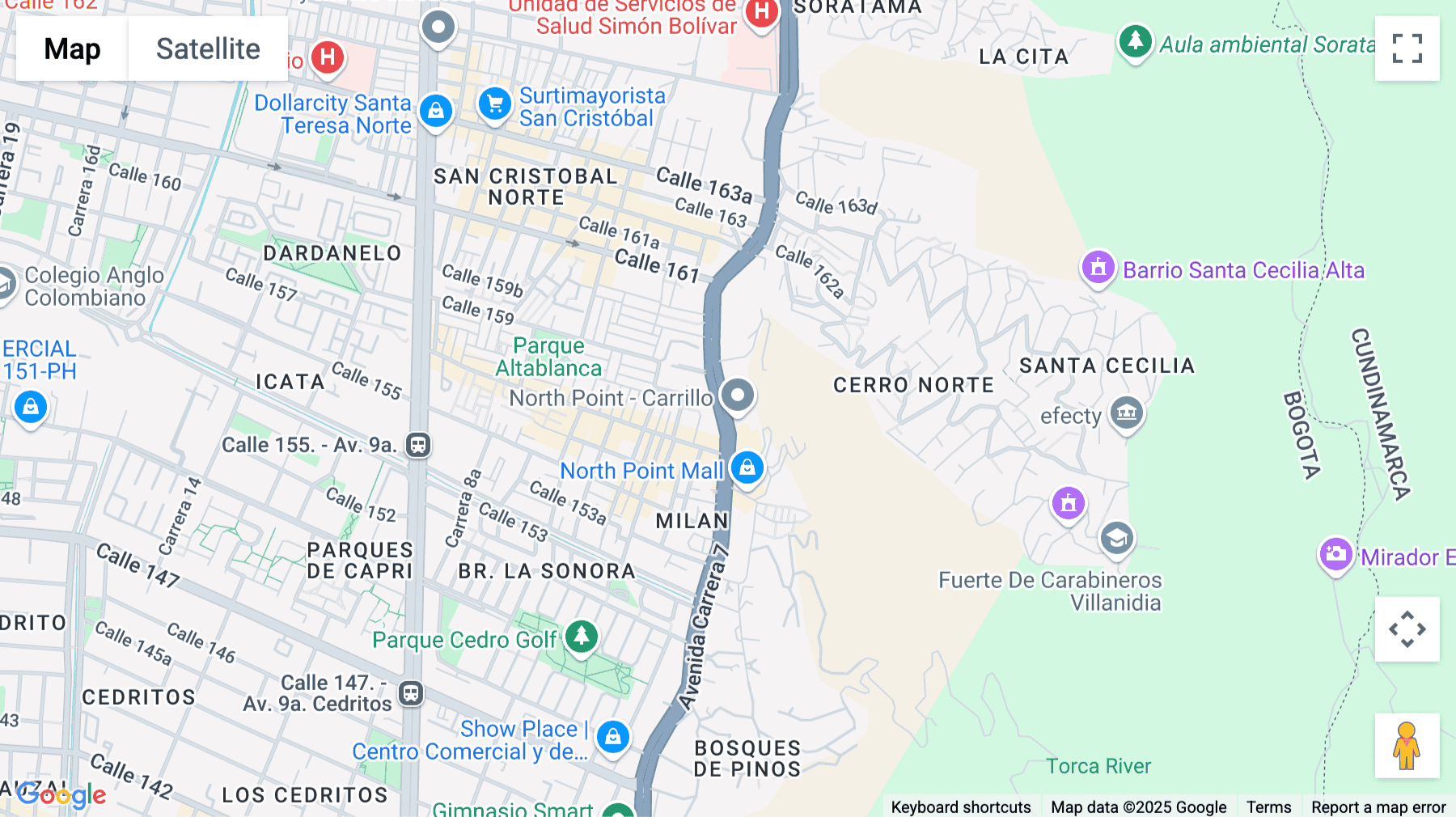 Click for interative map of Cra. 7 No.156-68, Bogota