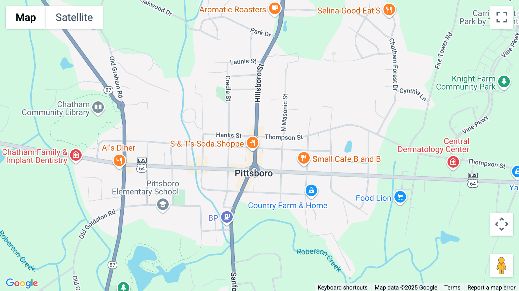 Click for interative map of 102 Hillsboro Street, Pittsboro