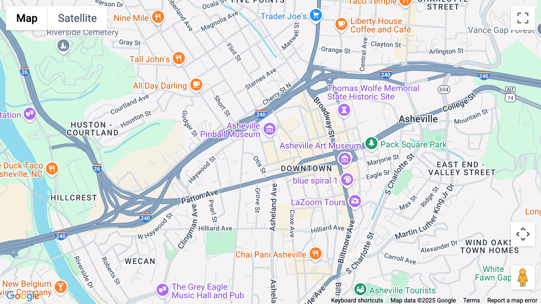 Click for interative map of 1 Page Avenue, Asheville