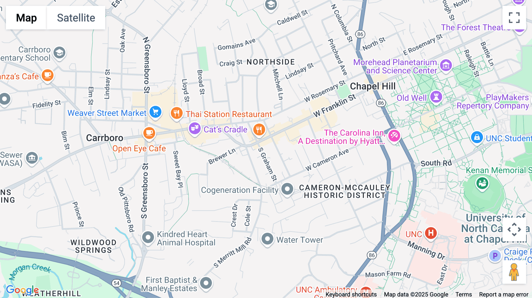 Click for interative map of 505 W Franklin Street, Chapel Hill