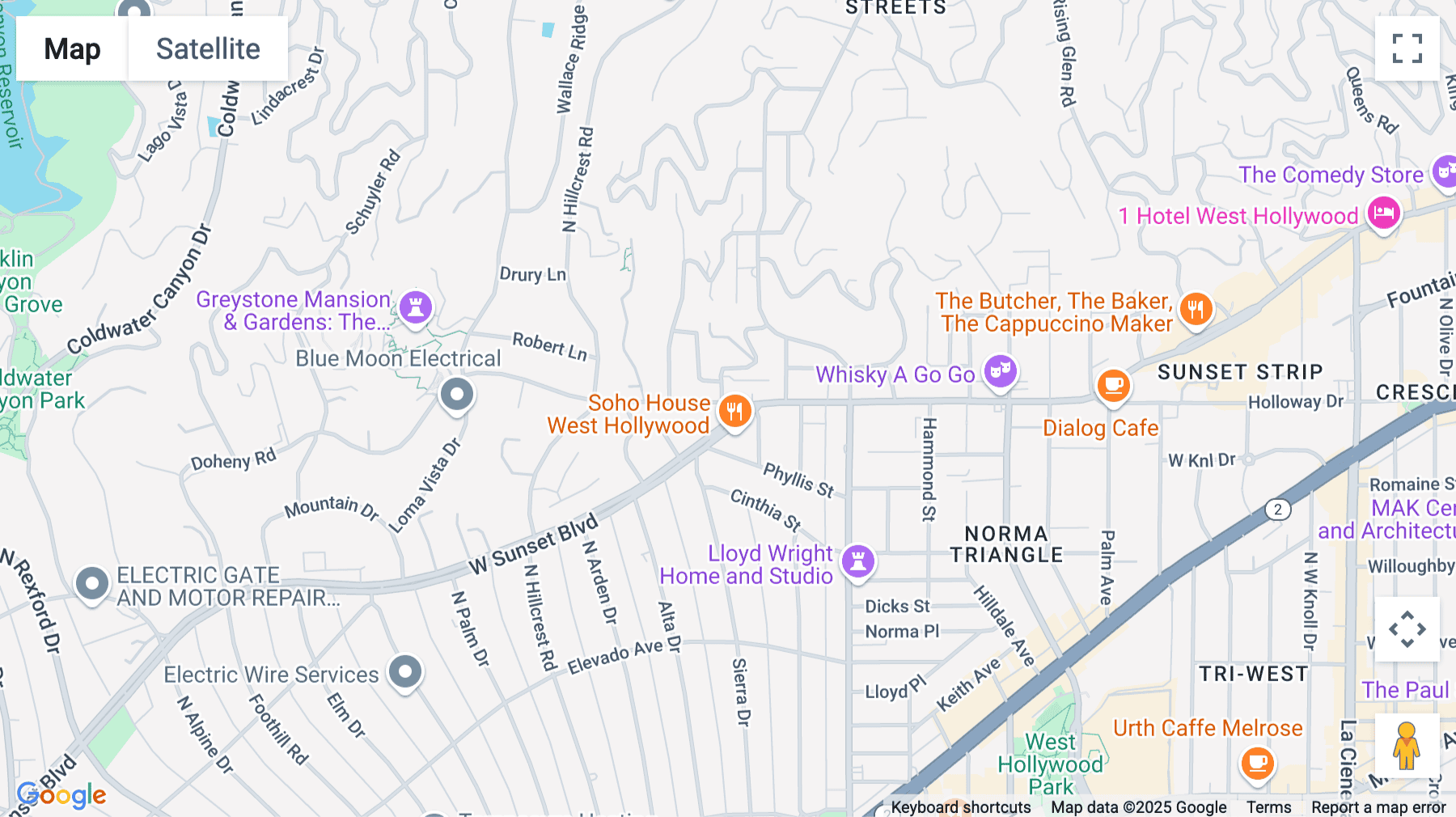 Click for interative map of 9229 Sunset Boulevard, 8th Floor, Los Angeles