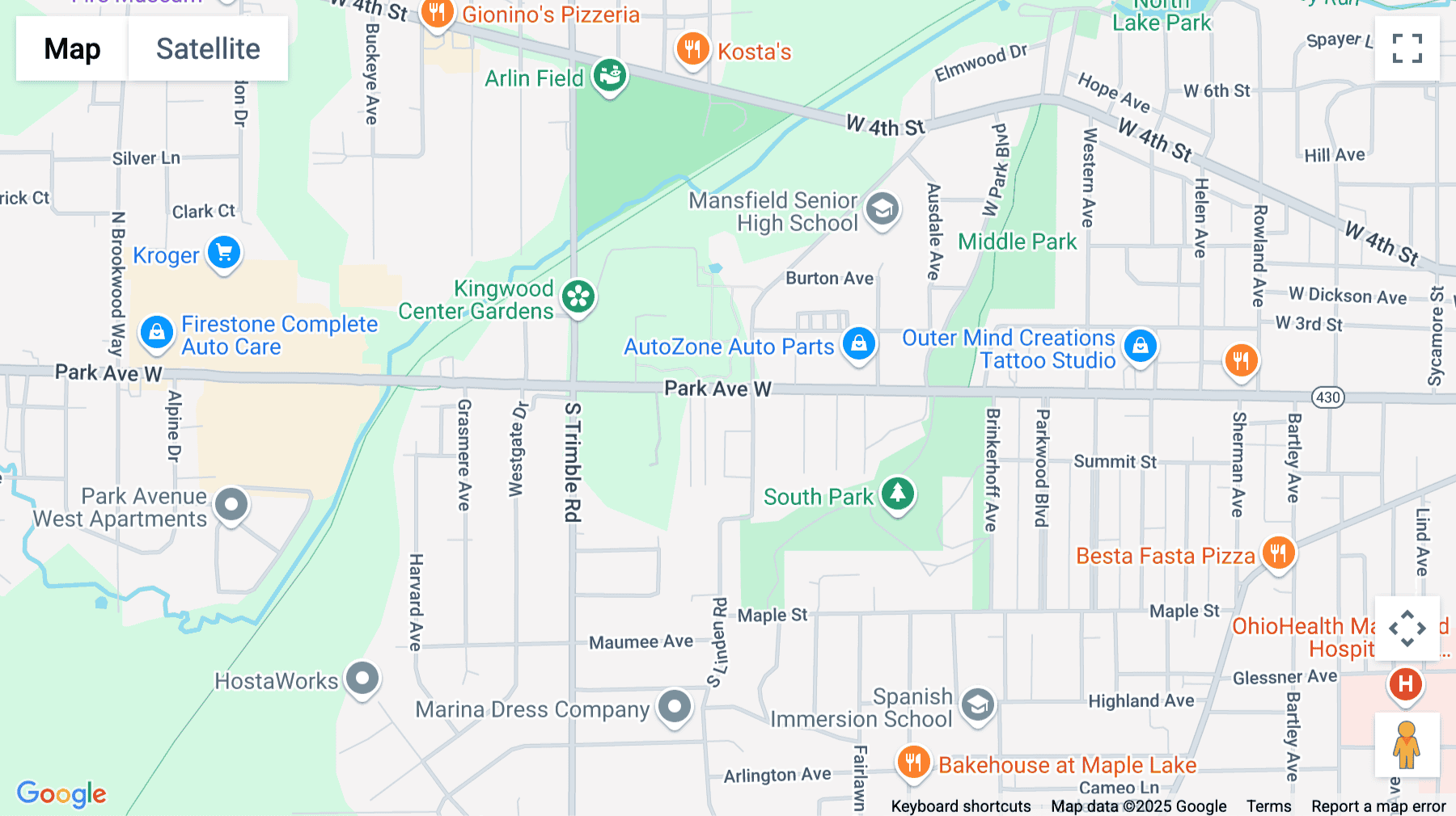 Click for interative map of 879 Park Avenue West, Mansfield (Ohio)