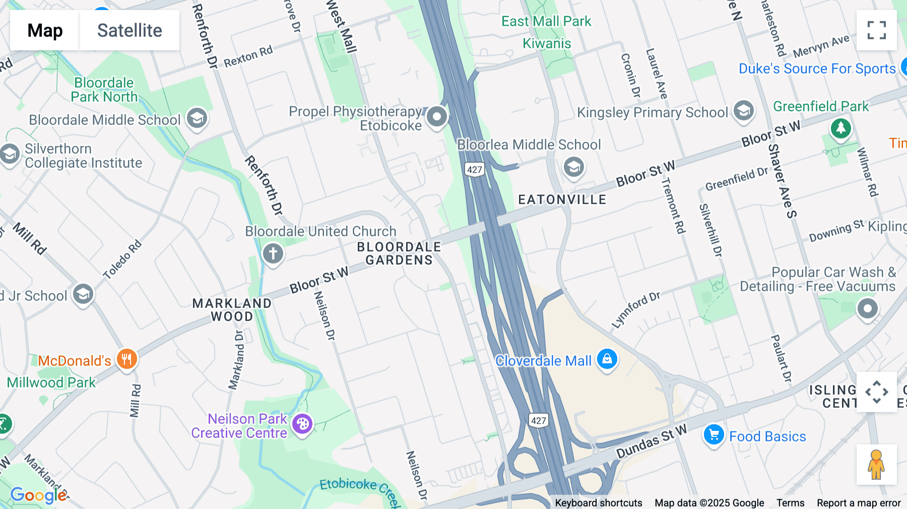 Click for interative map of 295 The West Mall, Suite 700, Toronto