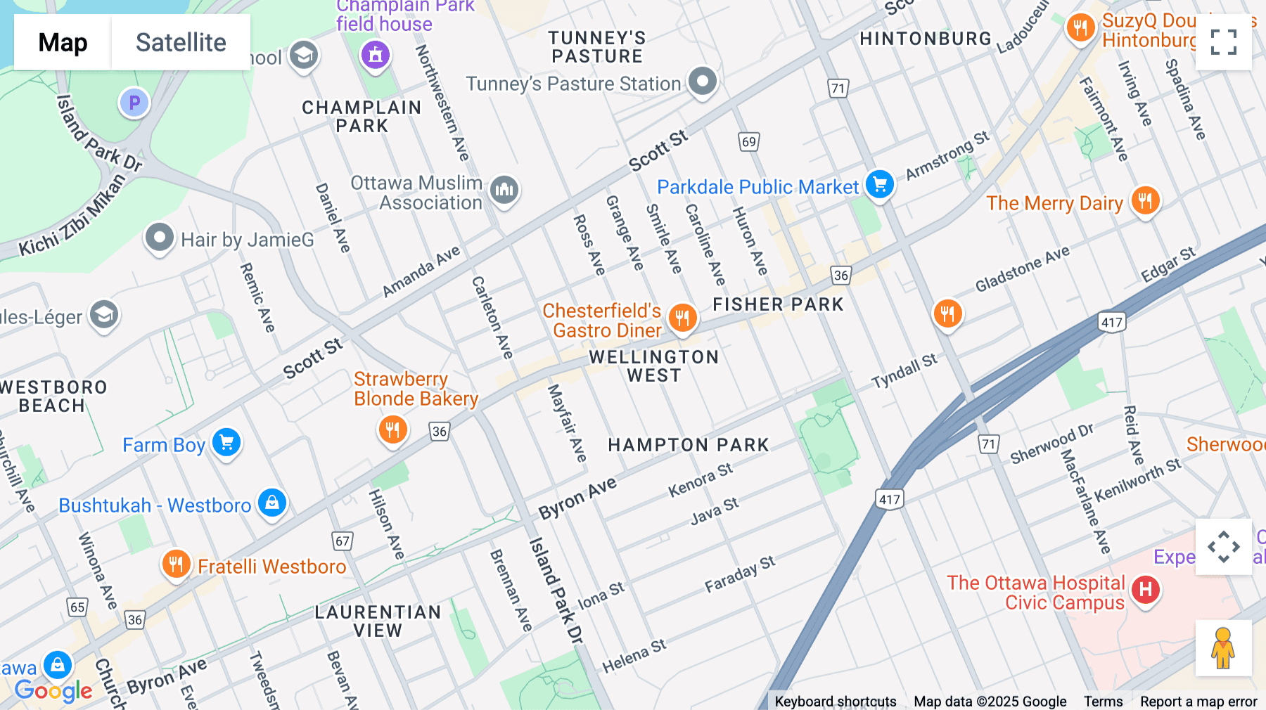 Click for interative map of 1338 Wellington Street W, Ottawa