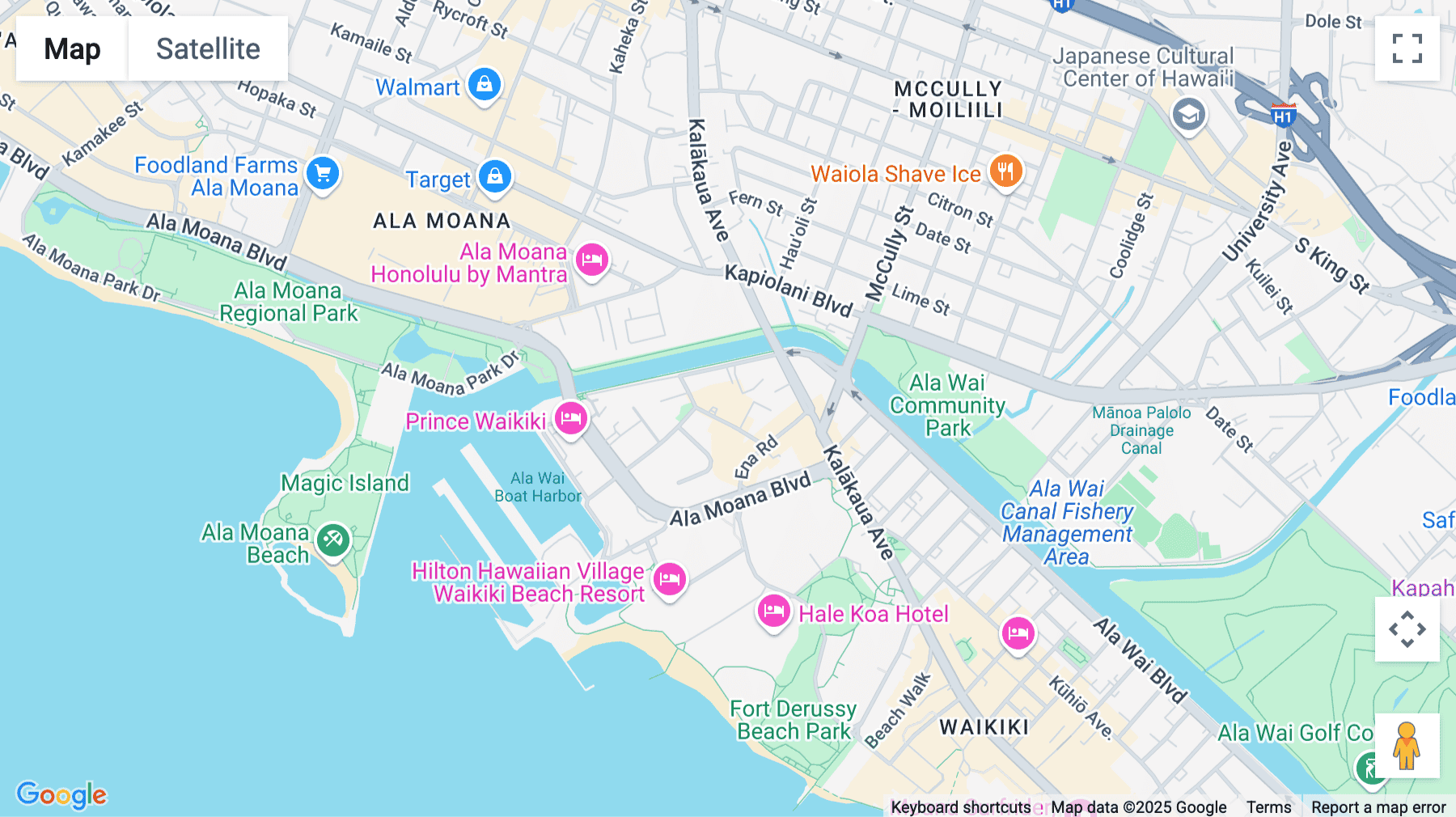 Click for interative map of 438 Hobron Ln, PH 1, Honolulu