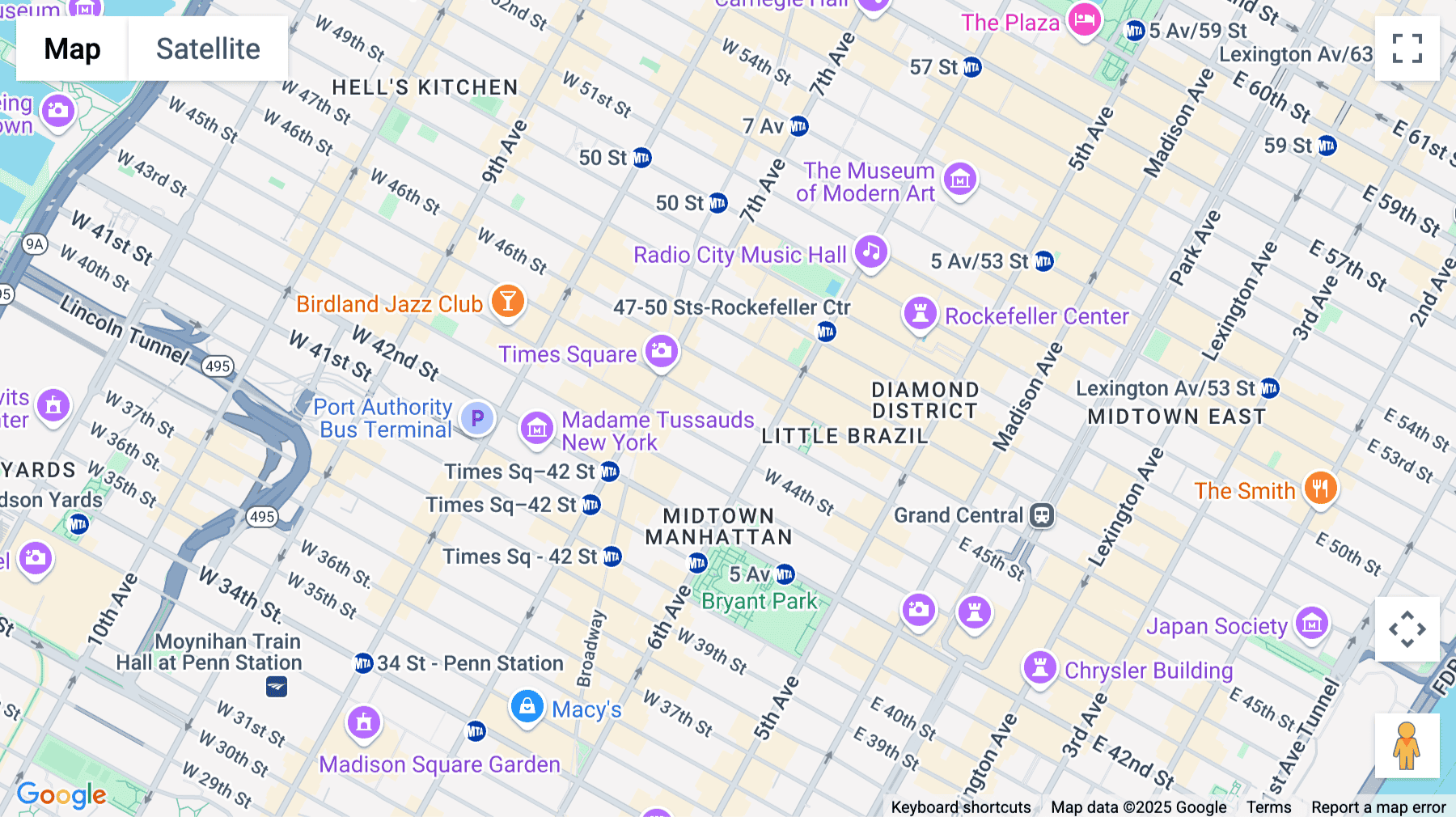 Click for interative map of 120 W 45th St, FL 21, New York City