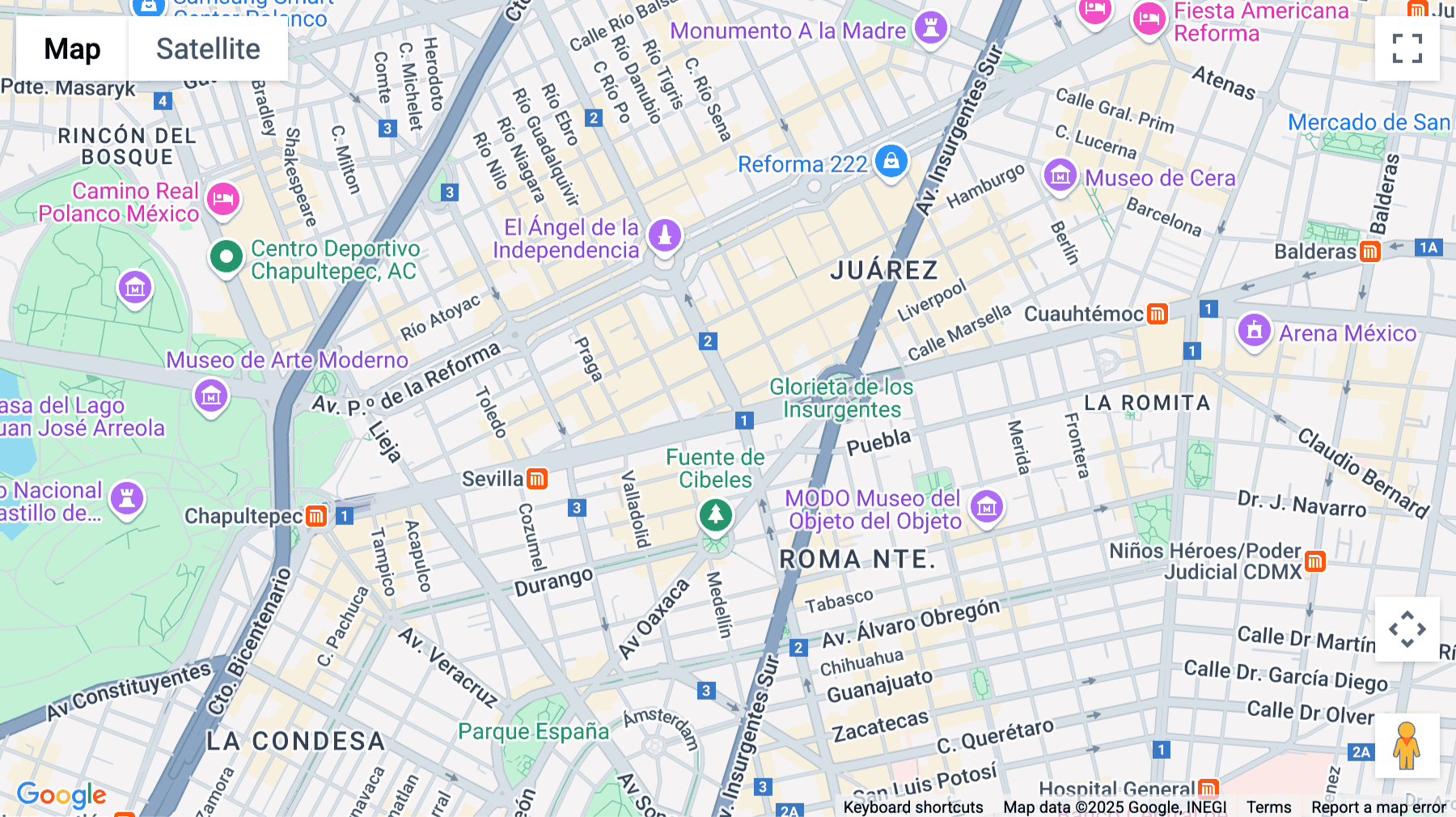 Click for interative map of 174, Liverpool, Juárez, Mexico City