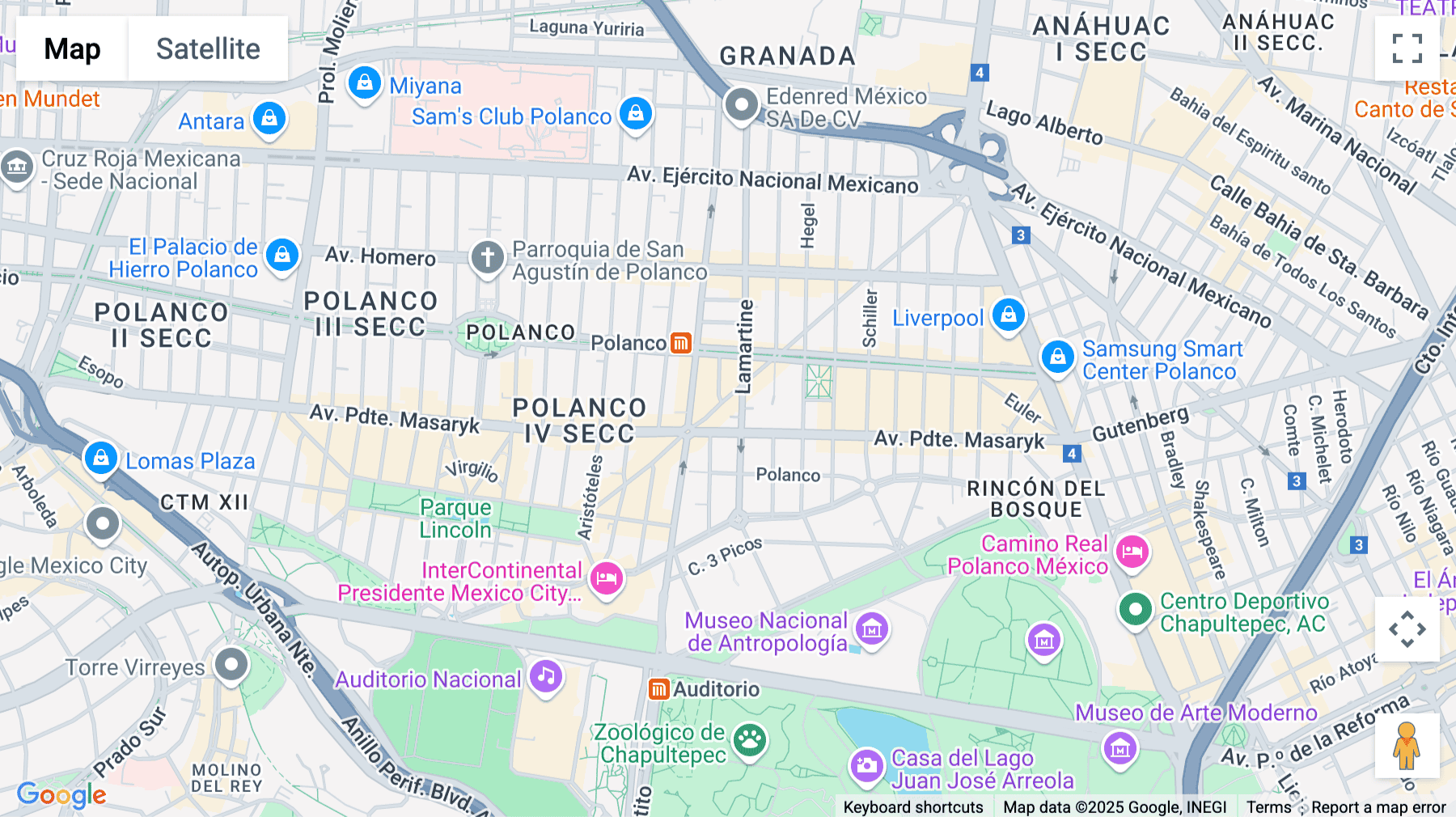 Click for interative map of 101, Avenida Isaac Newton, Chapultepec Morales, Mexico City