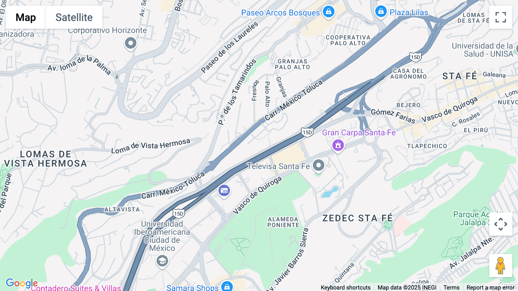 Click for interative map of Prol. P.º de la Reforma 413, Santa Fe, Col. San Gabriel, Álvaro Obregón, Mexico City