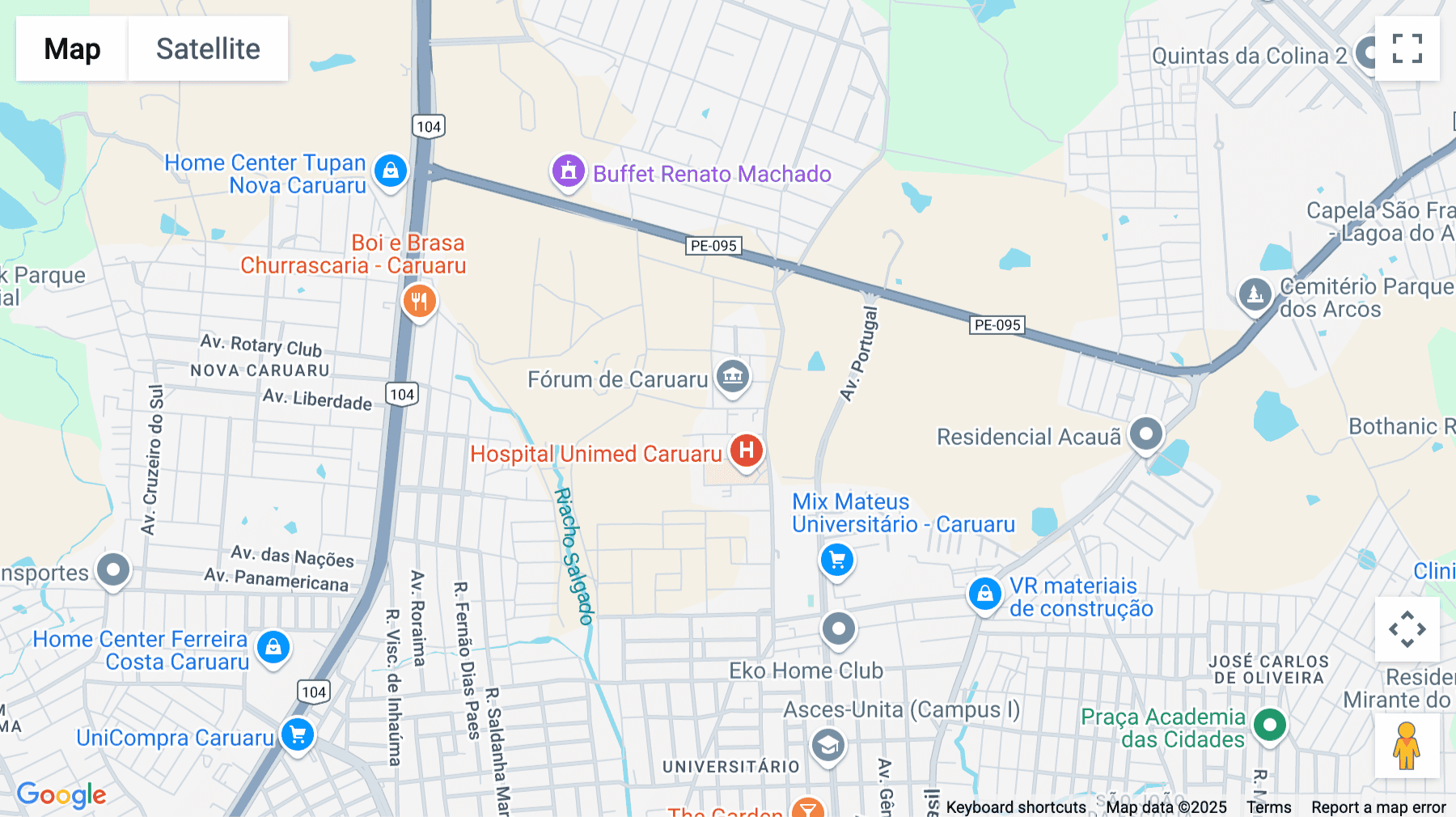 Click for interative map of Rua José Florêncio Filho 115, Bairro Universitário, Caruaru