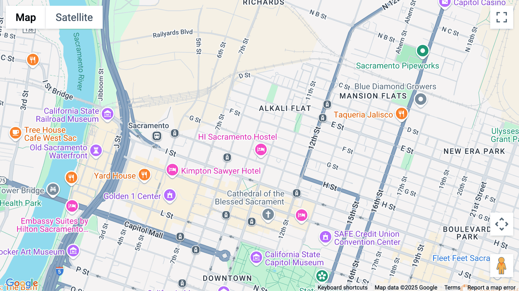 Click for interative map of 930 G Street, 1st and 2nd Floor, Sacramento