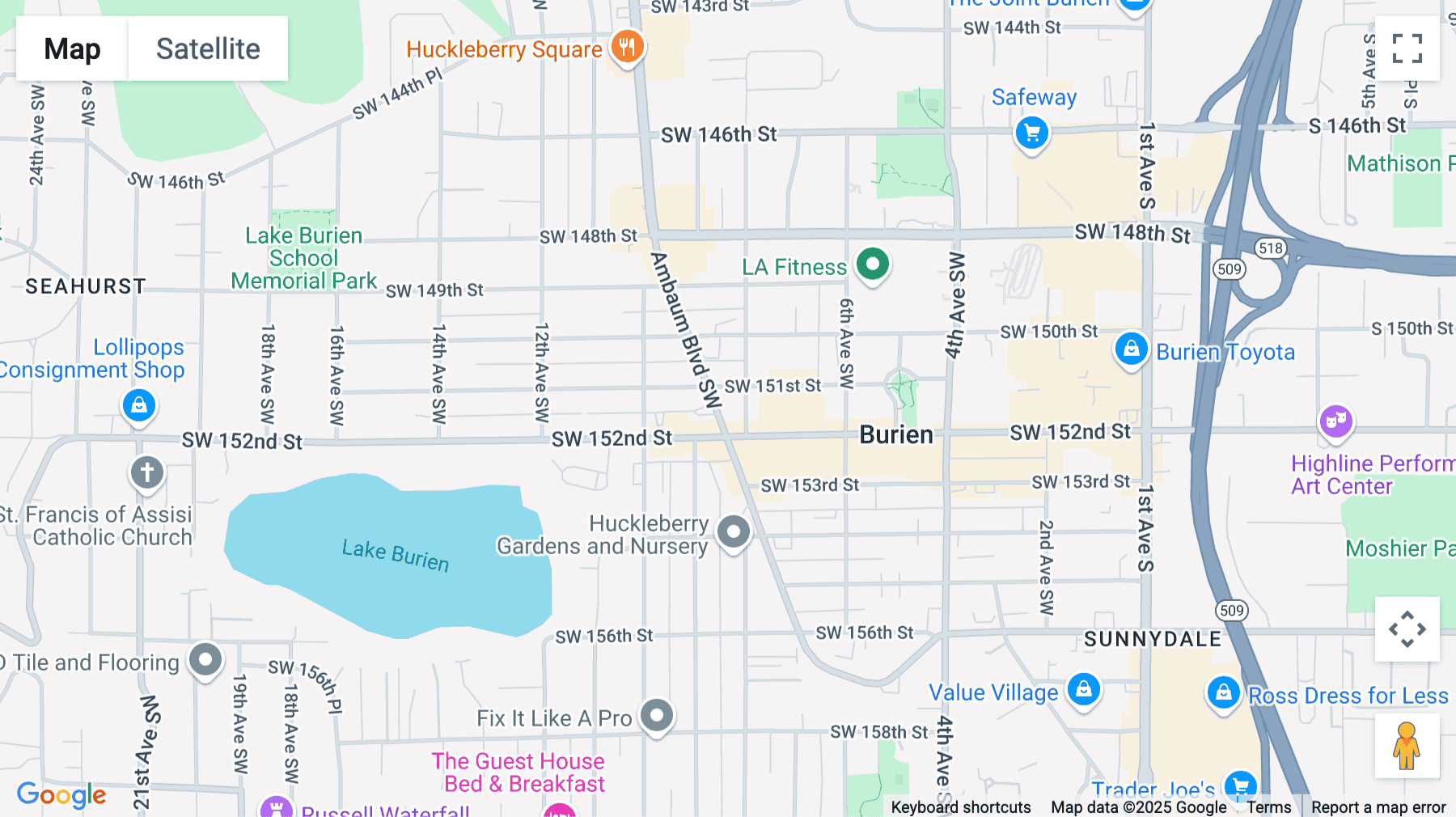 Click for interative map of 15111 8th Ave SW, Suite 300, Burien