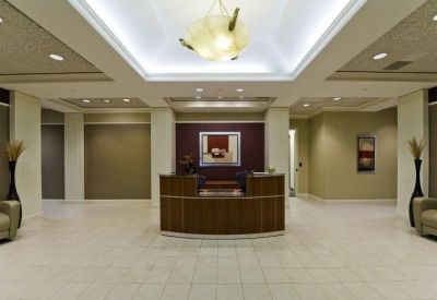 Modern reception area and lobby with polished floors, Colony Square, 1201 Peachtree Street NE, Atlanta