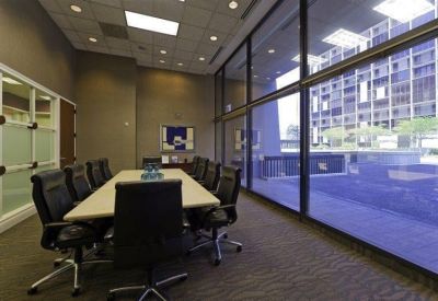 Large conference room with glass walls and meeting table, Colony Square, 1201 Peachtree Street NE, Atlanta