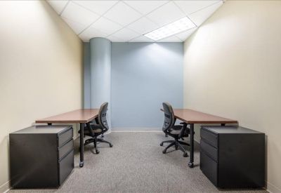 Small private office featuring two desks and filing cabinets, Clairemont Avenue Business Centre, Decatur, Atlanta