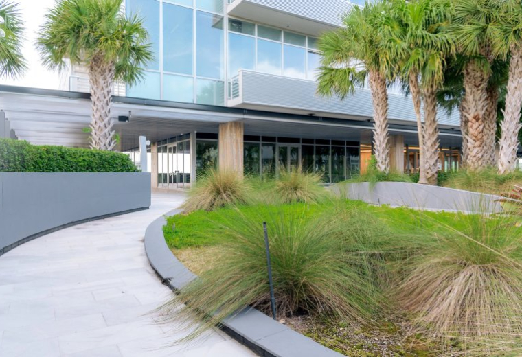 Exterior view of the modern glass facade at Aventura Onyx Tower, 1010 South Federal Highway.