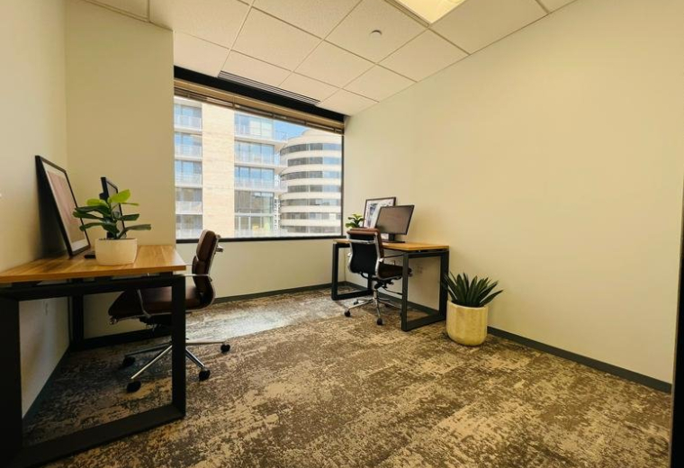 Spacious office suite with natural light and city views at 3200 Wilcrest Drive, Suite 170.