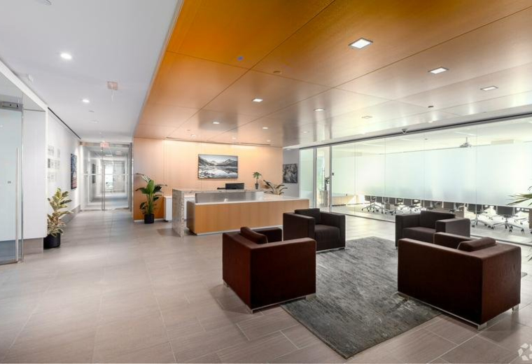 Spacious wood-paneled reception area at 333 Bay Street, Bay Adelaide Centre, West Tower.