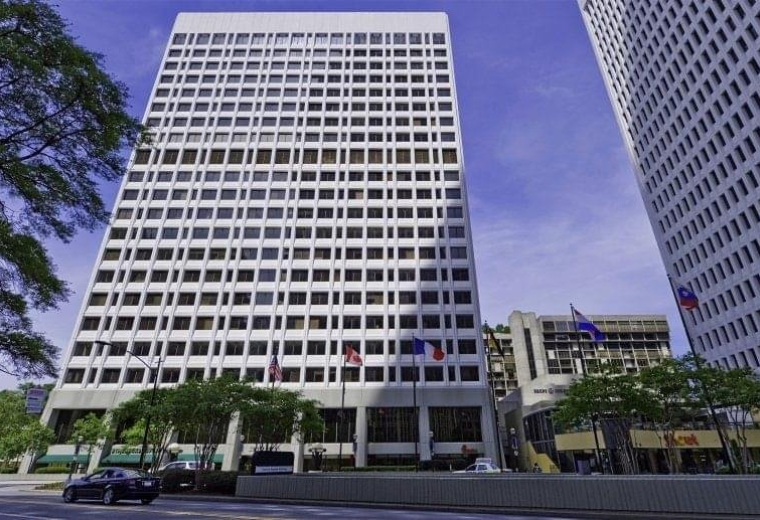 Exterior of the high-rise office building at Colony Square, 1201 Peachtree Street NE, Atlanta