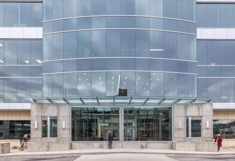 Glass facade exterior of Traverse Ridge Center III, 3300 N Triumph Blvd, Lehi, Utah