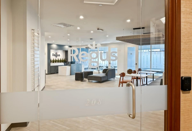 Spacious reception and lounge area at 5455 unit 208 152nd Street with modern seating and branding.