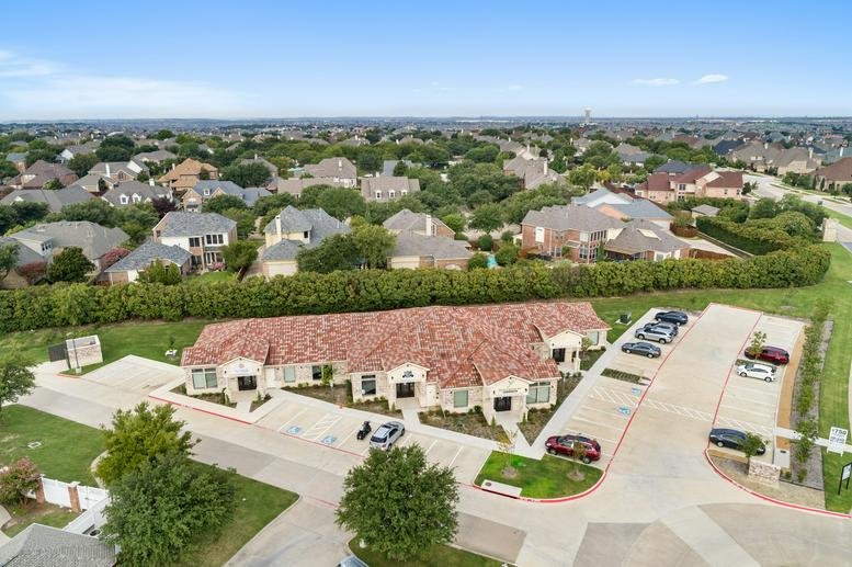 Aerial view of the suburban office park at 1790 King Arthur Boulevard.