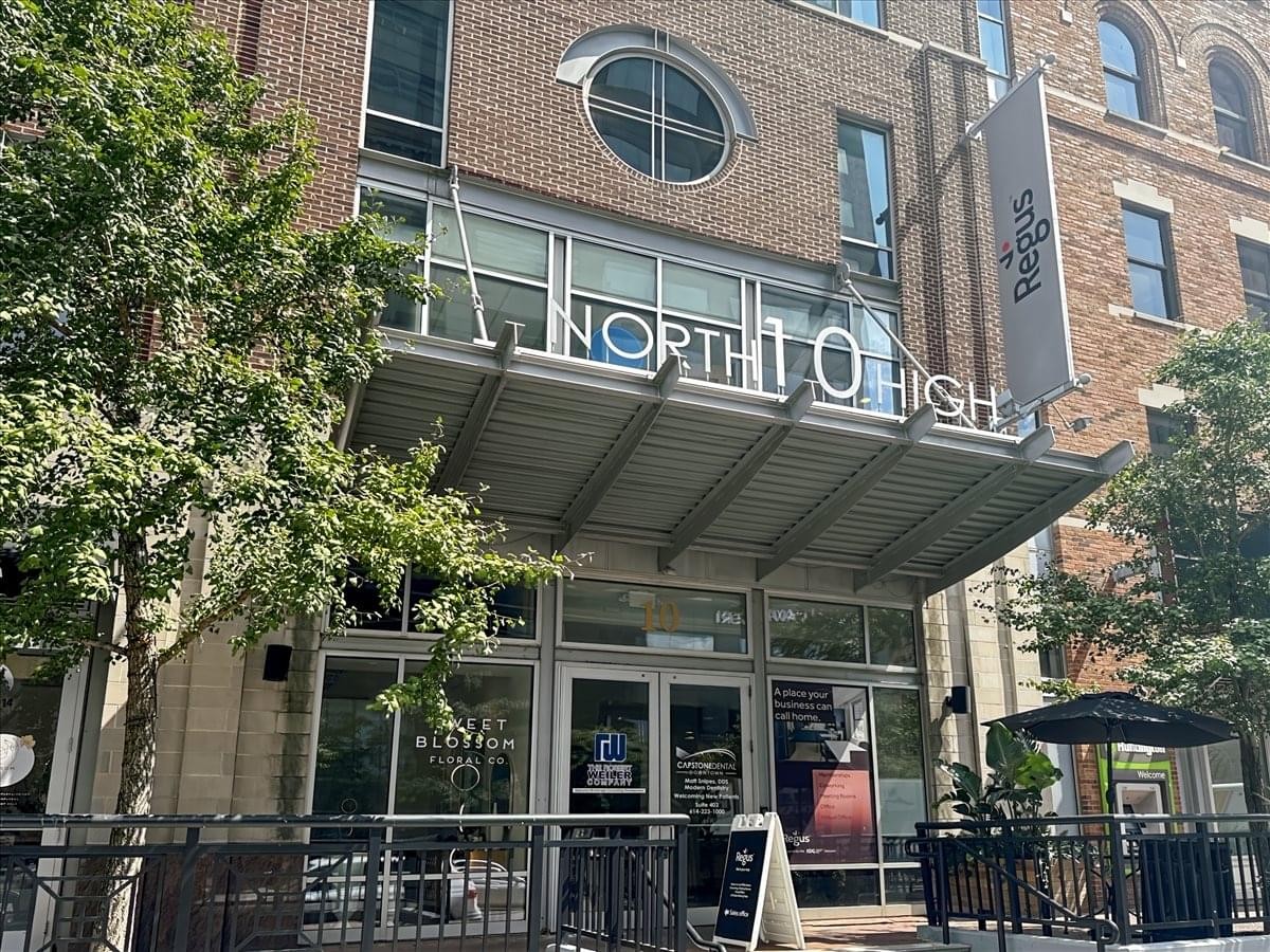 Exterior facade of 10 North High Street showing the entrance and building signage.
